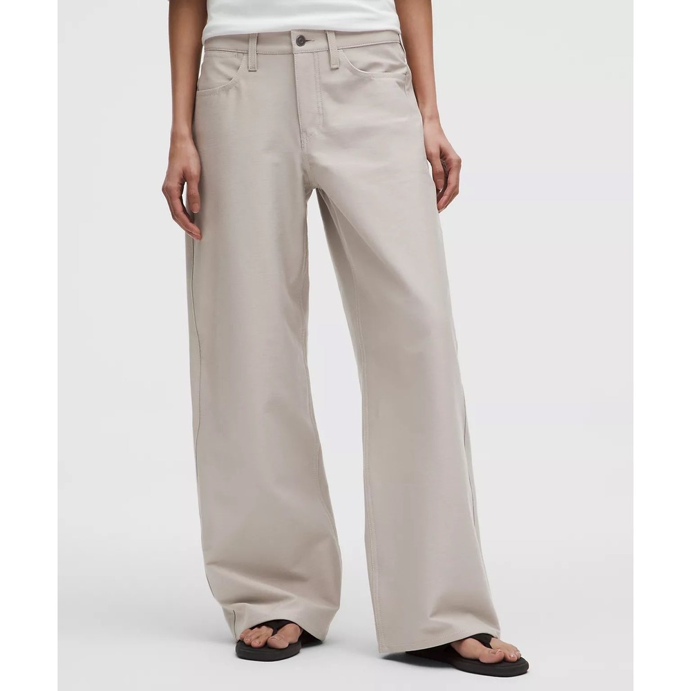 Lululemon City Sleek 5 Pocket Wide Leg High Rise Pants Warpstreme Beige 31 x 30